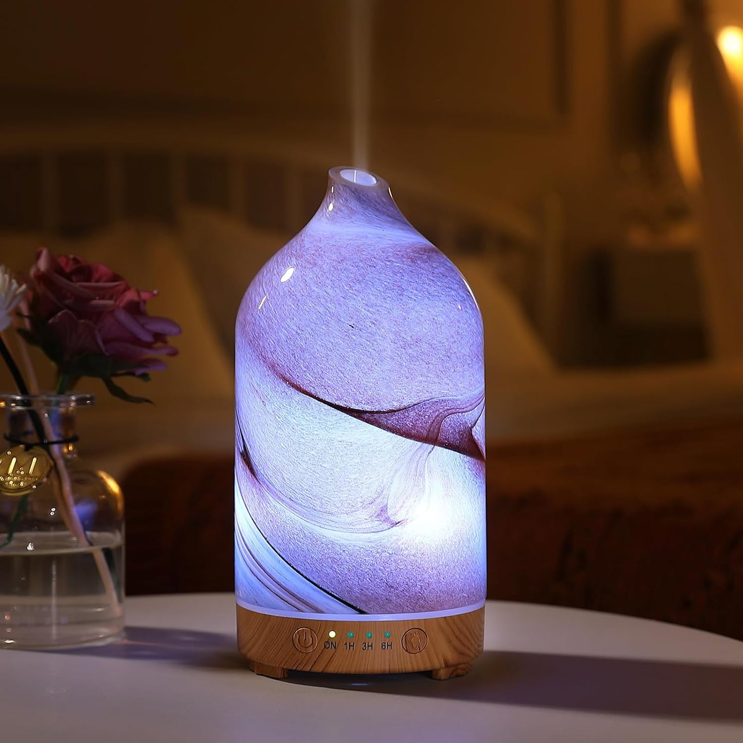 Humificador Silencioso con Apagado Automático, Configuración de Temporizador y 7 Colores de Luz Nocturna para el Hogar