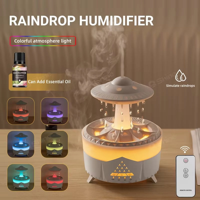 Humidificador Nube de Lluvia con Goteo de Agua y Control Remoto